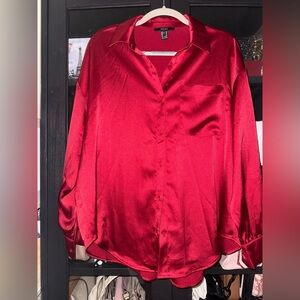 Forever 21 Red Satin Blouse